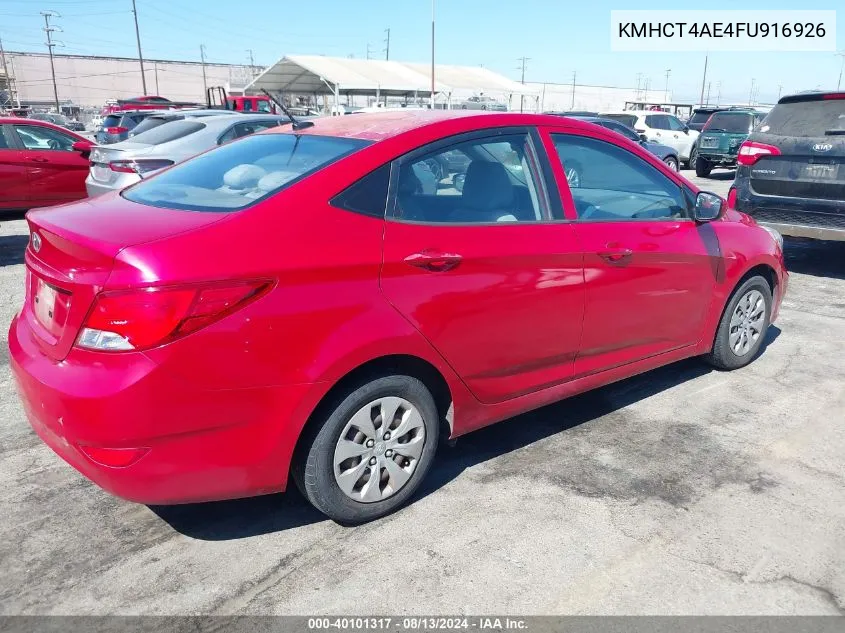 2015 Hyundai Accent Gls VIN: KMHCT4AE4FU916926 Lot: 40101317