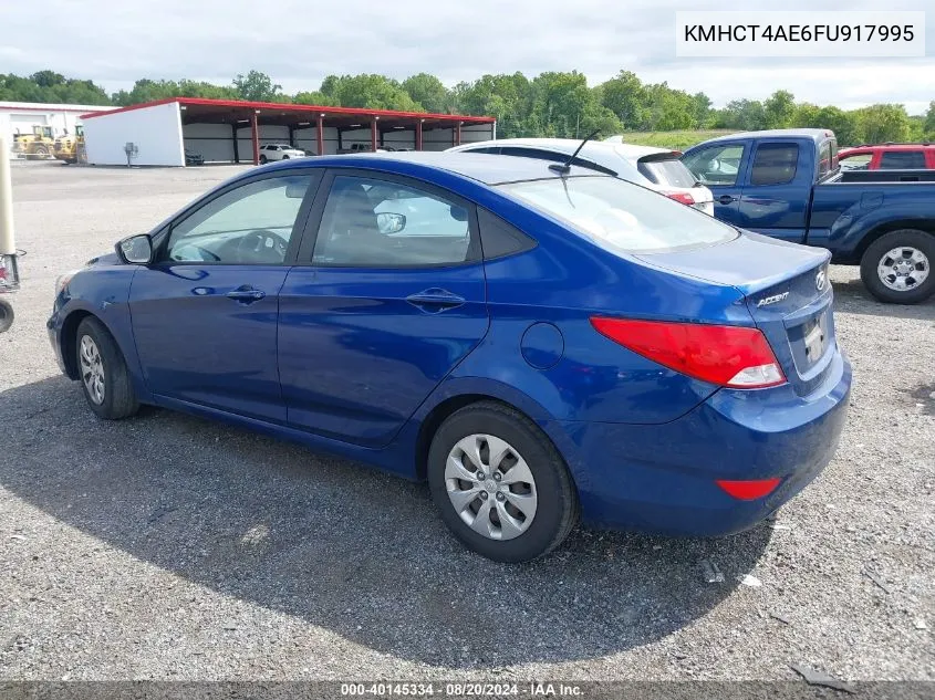 2015 Hyundai Accent Gls VIN: KMHCT4AE6FU917995 Lot: 40145334