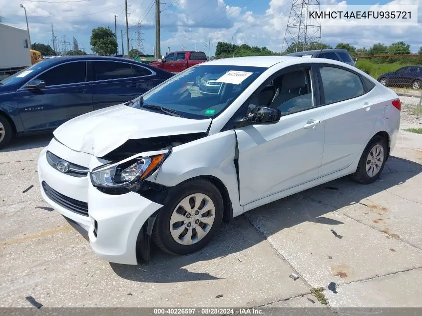 2015 Hyundai Accent Gls VIN: KMHCT4AE4FU935721 Lot: 40226597