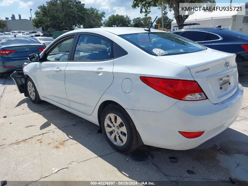 2015 Hyundai Accent Gls VIN: KMHCT4AE4FU935721 Lot: 40226597