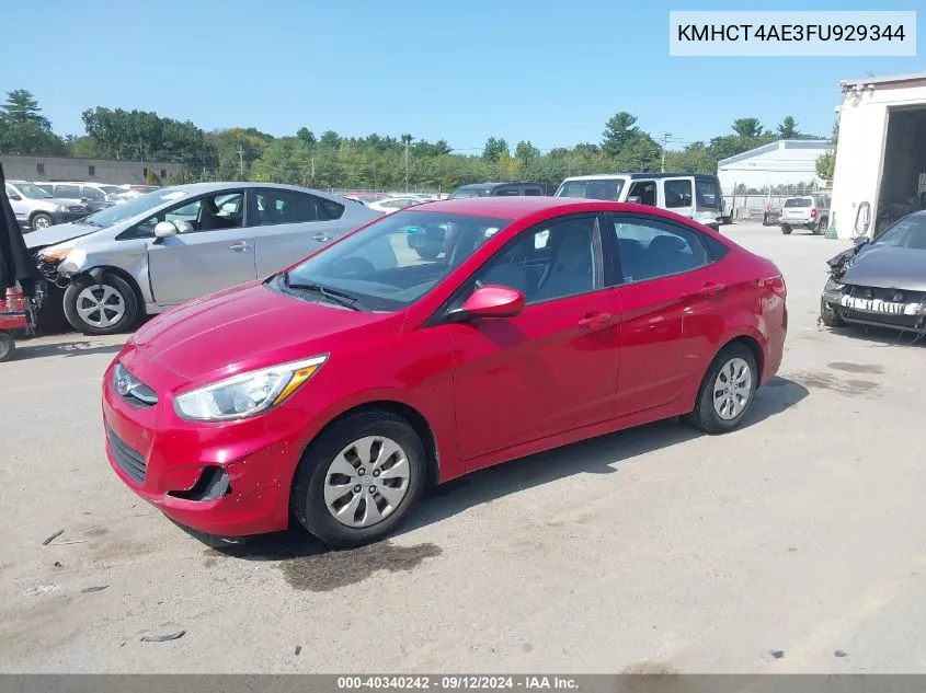 2015 Hyundai Accent Gls VIN: KMHCT4AE3FU929344 Lot: 40340242