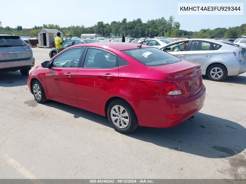 2015 Hyundai Accent Gls VIN: KMHCT4AE3FU929344 Lot: 40340242