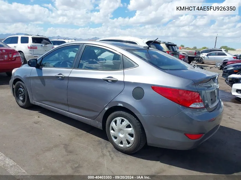 2015 Hyundai Accent Gls VIN: KMHCT4AE5FU926350 Lot: 40403303