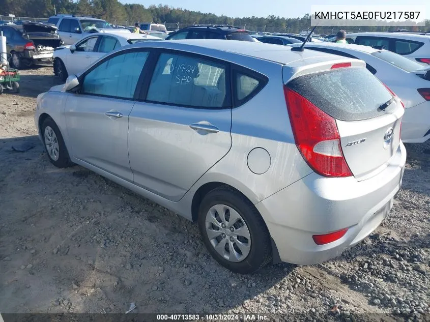 2015 Hyundai Accent Gs VIN: KMHCT5AE0FU217587 Lot: 40713583