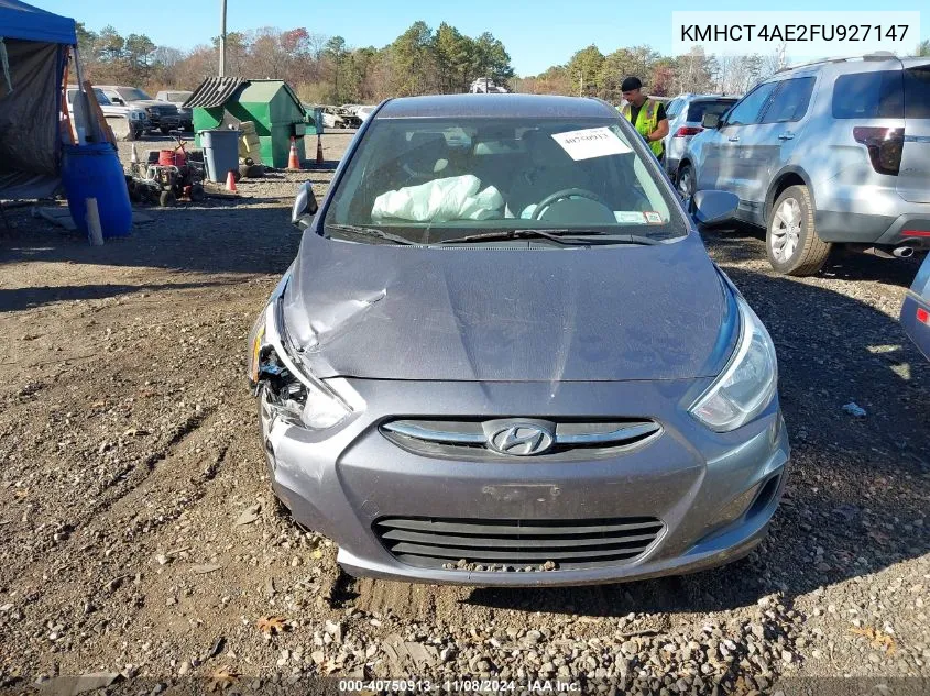 2015 Hyundai Accent Gls VIN: KMHCT4AE2FU927147 Lot: 40750913