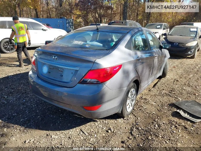 2015 Hyundai Accent Gls VIN: KMHCT4AE2FU927147 Lot: 40750913