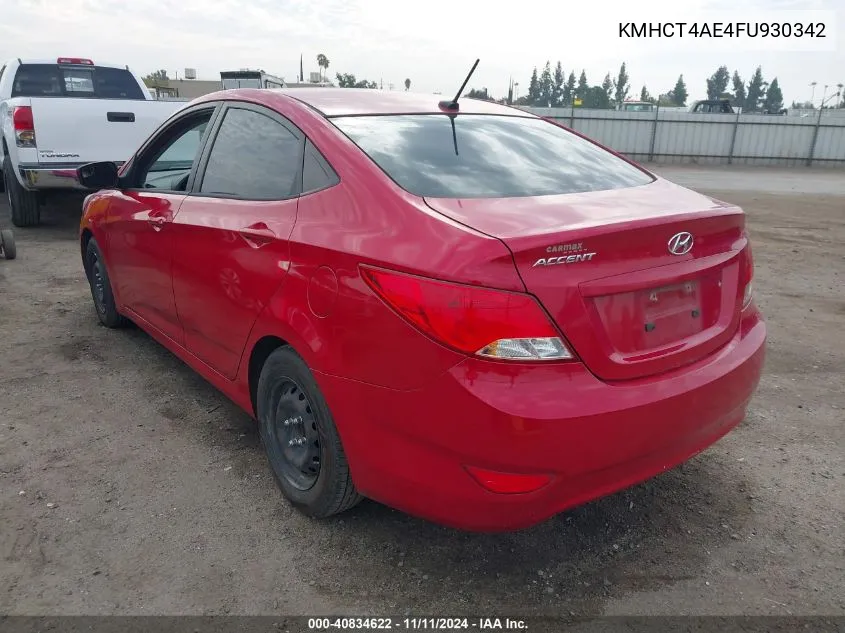 2015 Hyundai Accent Gls VIN: KMHCT4AE4FU930342 Lot: 40834622