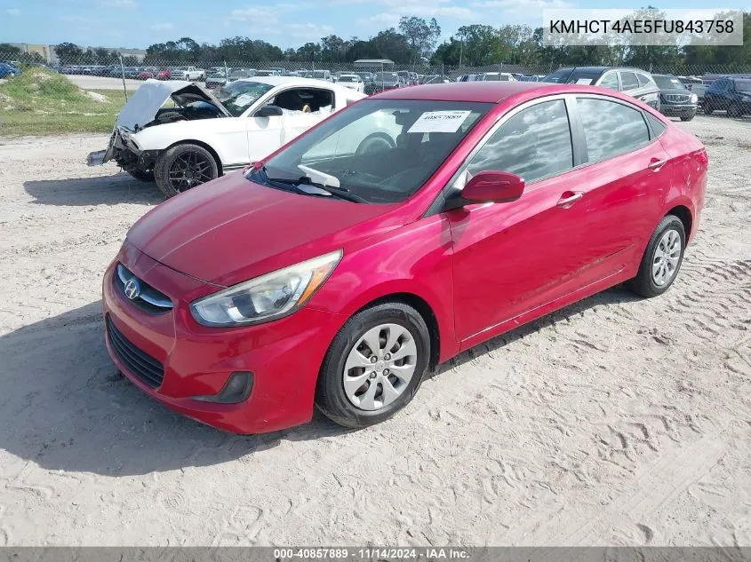 2015 Hyundai Accent Gls VIN: KMHCT4AE5FU843758 Lot: 40857889