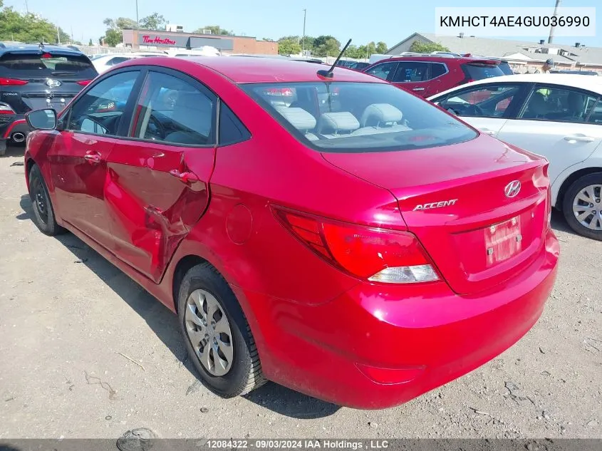 KMHCT4AE4GU036990 2016 Hyundai Accent Se