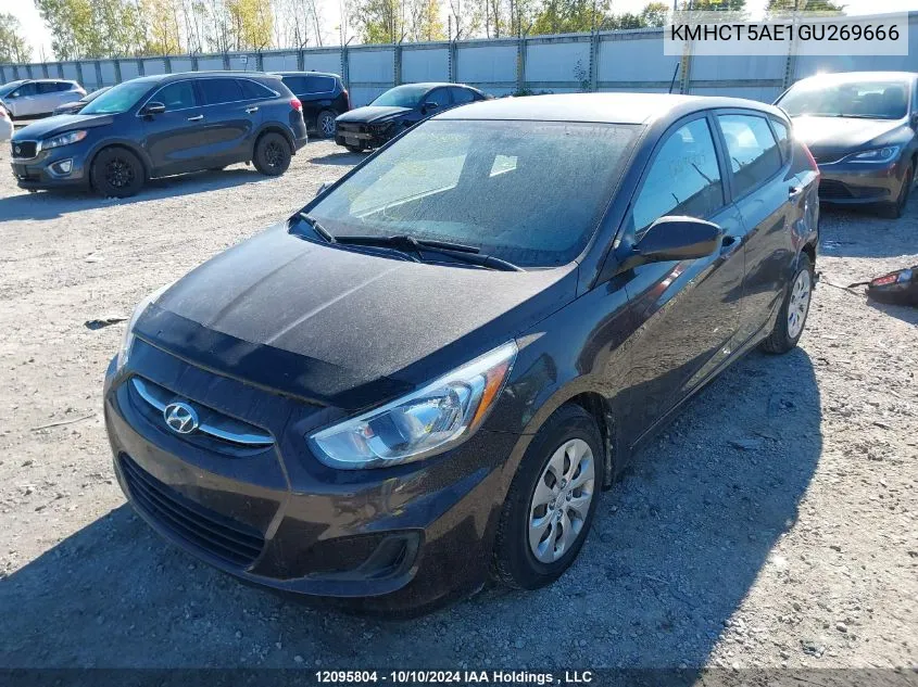 2016 Hyundai Accent VIN: KMHCT5AE1GU269666 Lot: 12095804