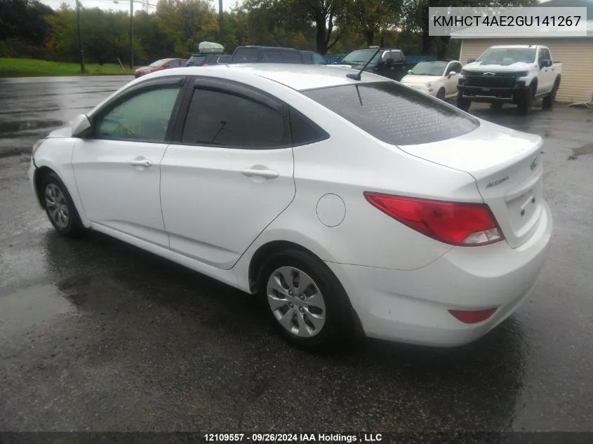 2016 Hyundai Accent Gl VIN: KMHCT4AE2GU141267 Lot: 12109557