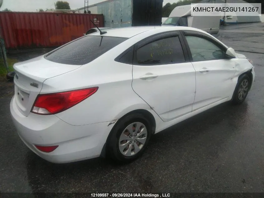 2016 Hyundai Accent Gl VIN: KMHCT4AE2GU141267 Lot: 12109557