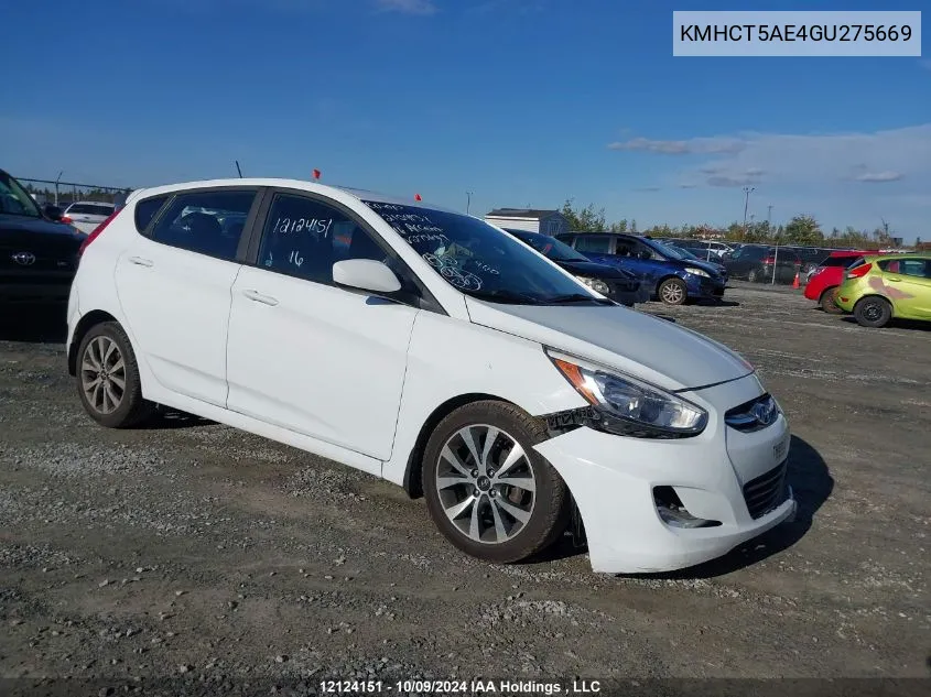 2016 Hyundai Accent Se VIN: KMHCT5AE4GU275669 Lot: 12124151