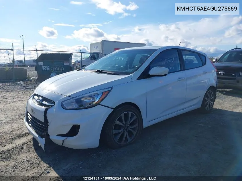 2016 Hyundai Accent Se VIN: KMHCT5AE4GU275669 Lot: 12124151