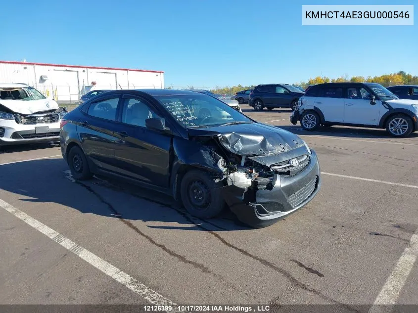 KMHCT4AE3GU000546 2016 Hyundai Accent Gl