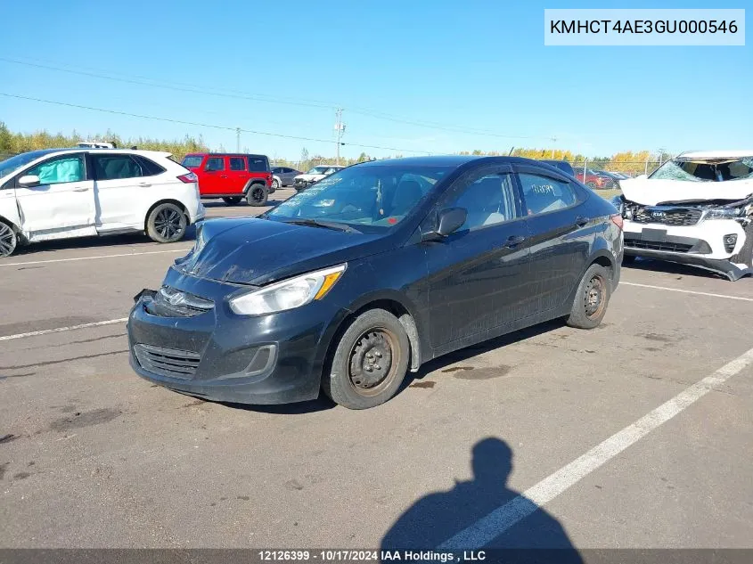 KMHCT4AE3GU000546 2016 Hyundai Accent Gl