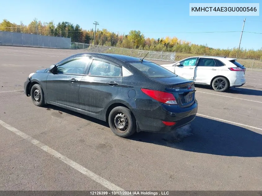 KMHCT4AE3GU000546 2016 Hyundai Accent Gl