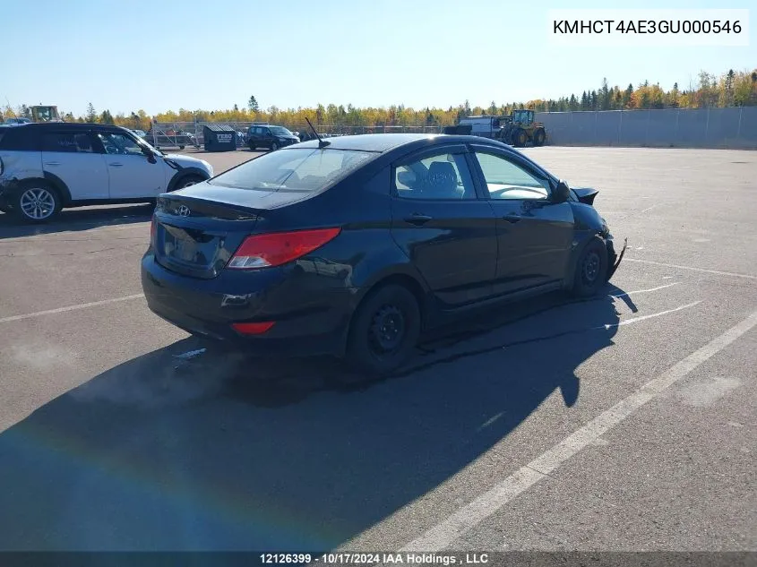 KMHCT4AE3GU000546 2016 Hyundai Accent Gl