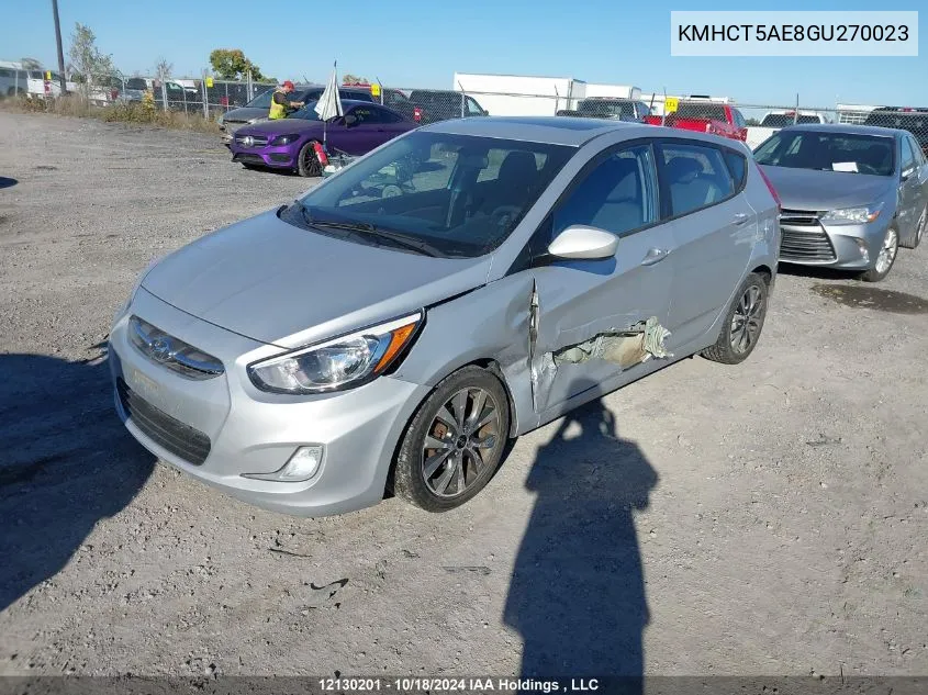 2016 Hyundai Accent Se VIN: KMHCT5AE8GU270023 Lot: 12130201