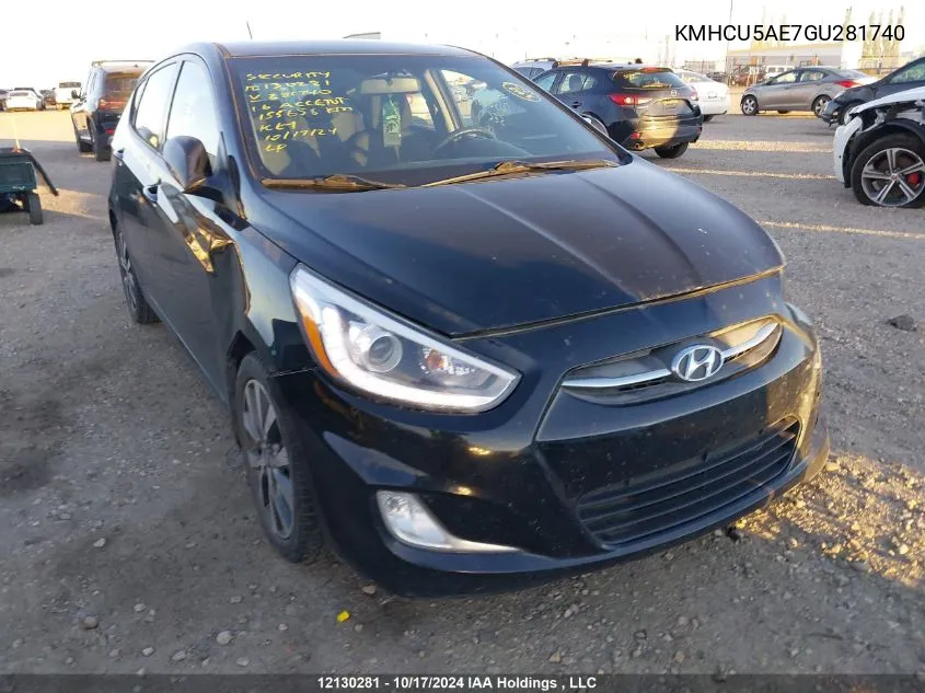 2016 Hyundai Accent Gls VIN: KMHCU5AE7GU281740 Lot: 12130281