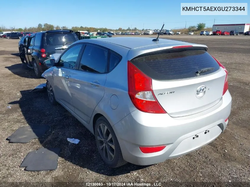 2016 Hyundai Accent Se VIN: KMHCT5AEXGU273344 Lot: 12130863