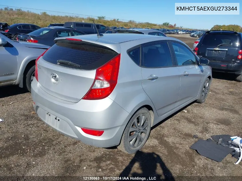 2016 Hyundai Accent Se VIN: KMHCT5AEXGU273344 Lot: 12130863