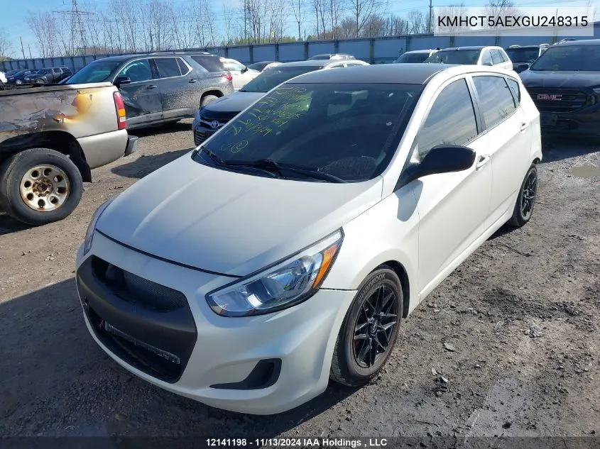 2016 Hyundai Accent Gl VIN: KMHCT5AEXGU248315 Lot: 12141198