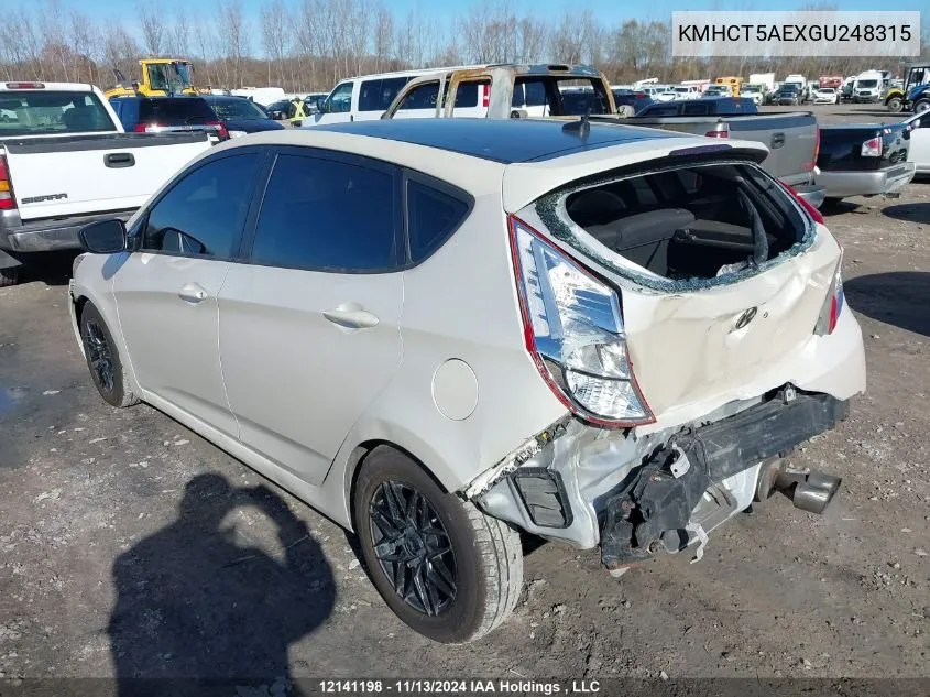 2016 Hyundai Accent Gl VIN: KMHCT5AEXGU248315 Lot: 12141198