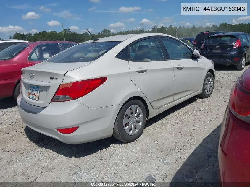 2016 Hyundai Accent Se VIN: KMHCT4AE3GU163343 Lot: 39327351