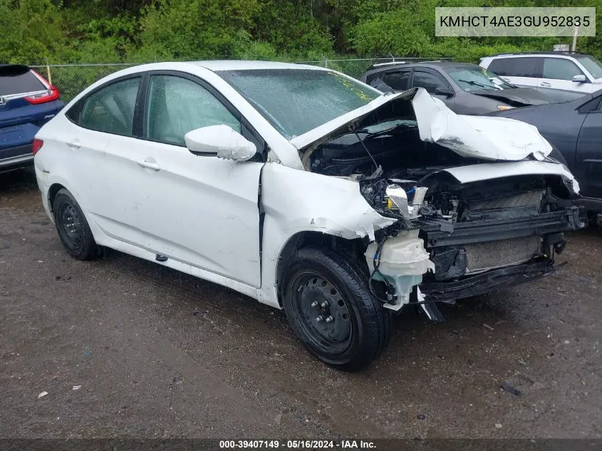 KMHCT4AE3GU952835 2016 Hyundai Accent Se