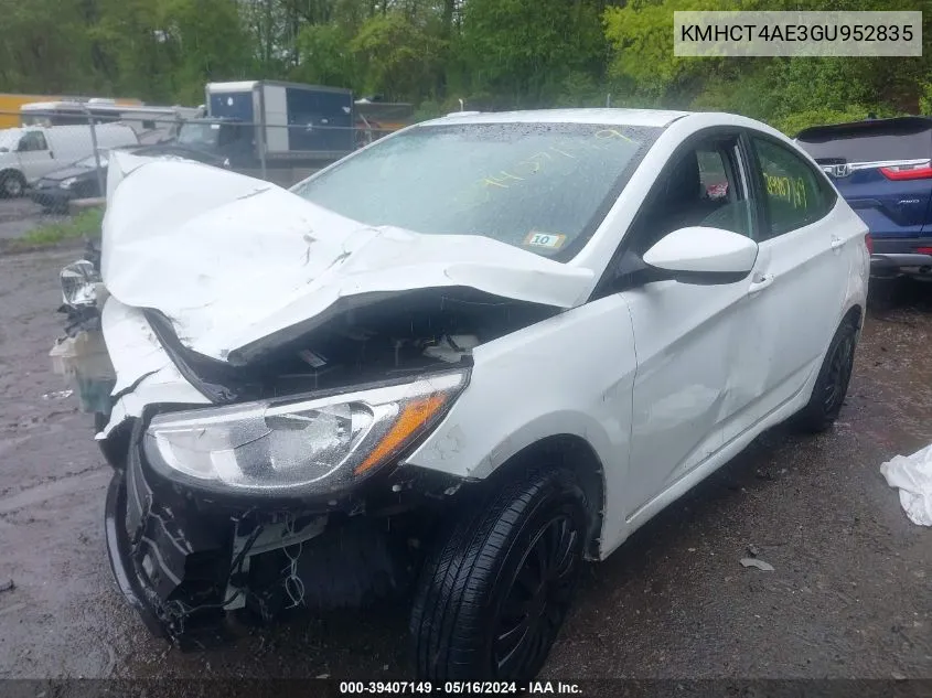 KMHCT4AE3GU952835 2016 Hyundai Accent Se