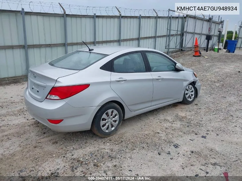 2016 Hyundai Accent Se VIN: KMHCT4AE7GU948934 Lot: 39407411