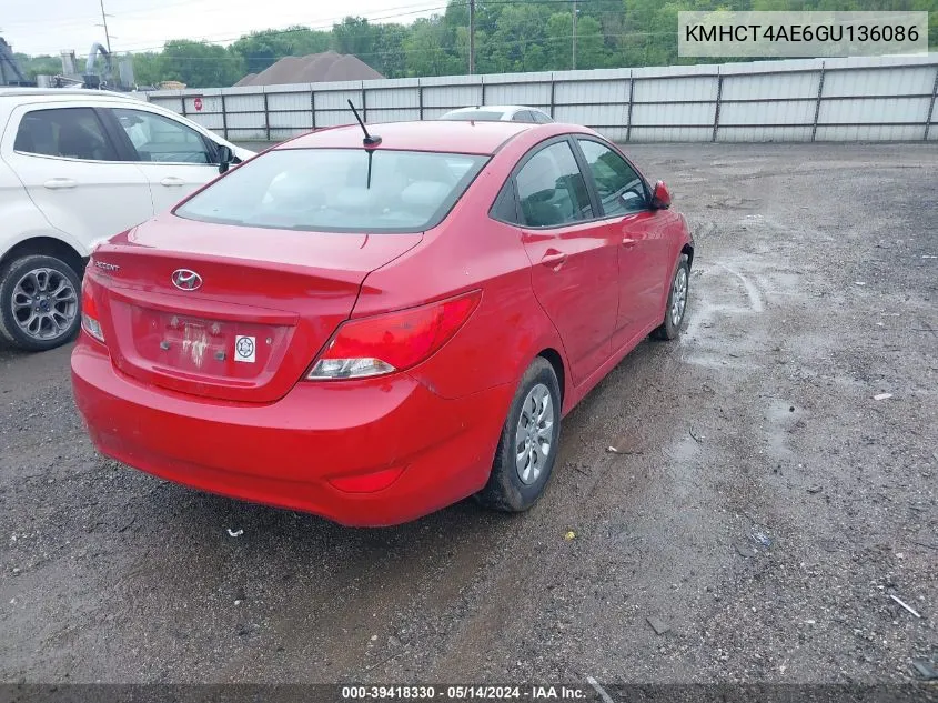 2016 Hyundai Accent Se VIN: KMHCT4AE6GU136086 Lot: 39418330