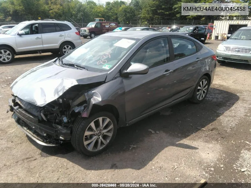 KMHCU4AE4GU045458 2016 Hyundai Accent Se