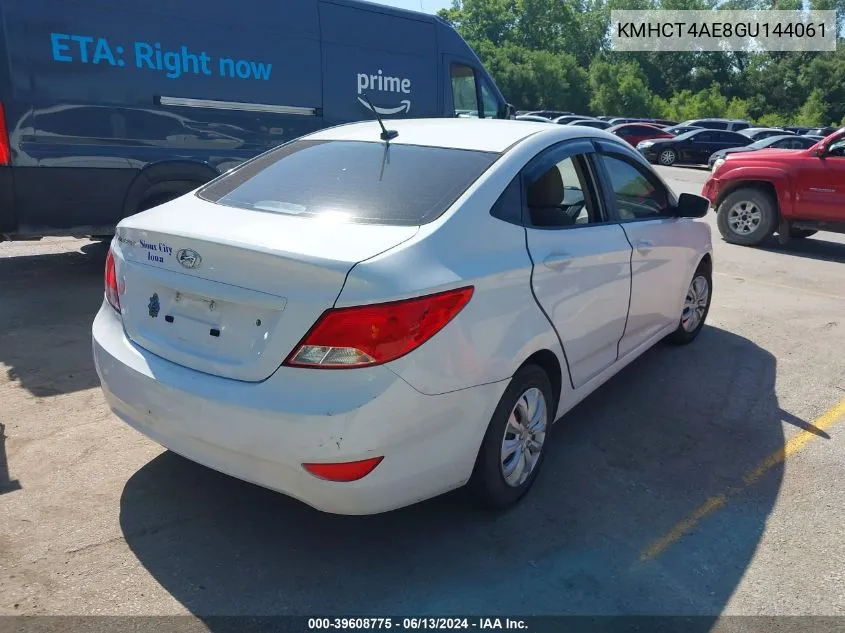 2016 Hyundai Accent Se VIN: KMHCT4AE8GU144061 Lot: 39608775