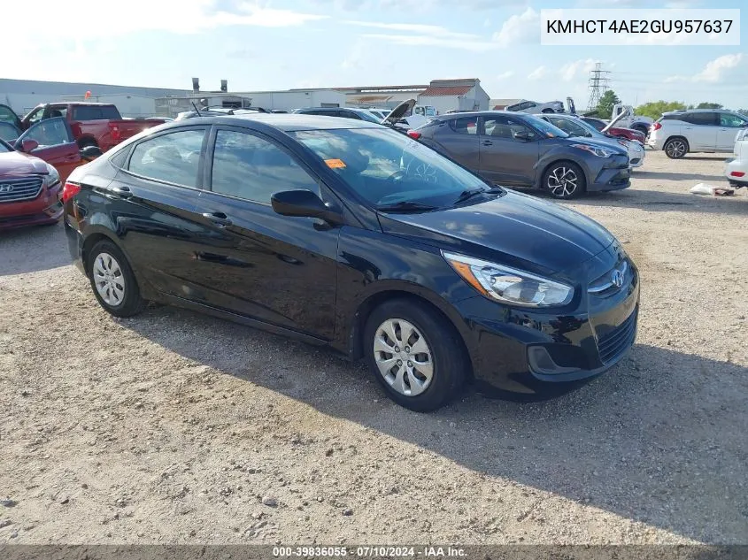 2016 Hyundai Accent Se VIN: KMHCT4AE2GU957637 Lot: 39836055