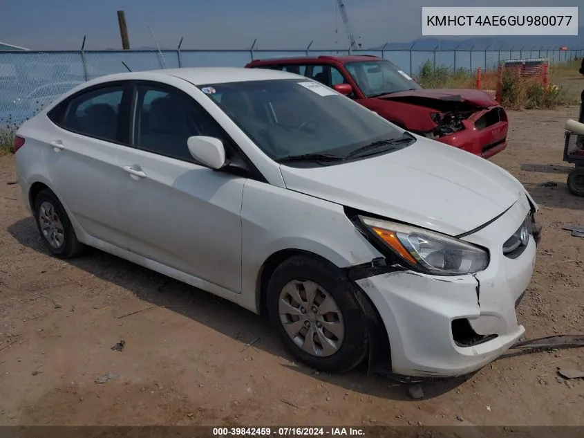 2016 Hyundai Accent Se VIN: KMHCT4AE6GU980077 Lot: 39842459