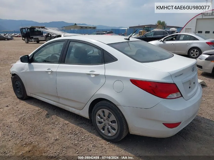 2016 Hyundai Accent Se VIN: KMHCT4AE6GU980077 Lot: 39842459