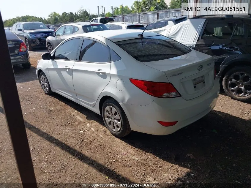 2016 Hyundai Accent Se VIN: KMHCT4AE9GU051551 Lot: 39851895