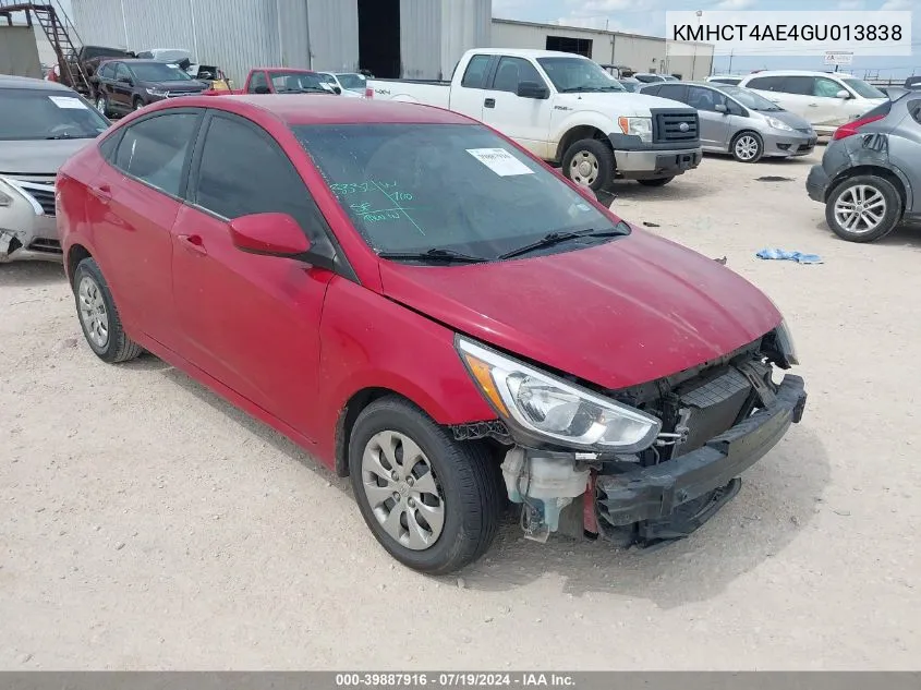 2016 Hyundai Accent Se VIN: KMHCT4AE4GU013838 Lot: 39887916