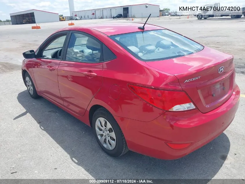 2016 Hyundai Accent Se VIN: KMHCT4AE7GU074200 Lot: 39909112