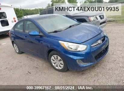 2016 Hyundai Accent Se VIN: KMHCT4AEXGU019935 Lot: 39967167