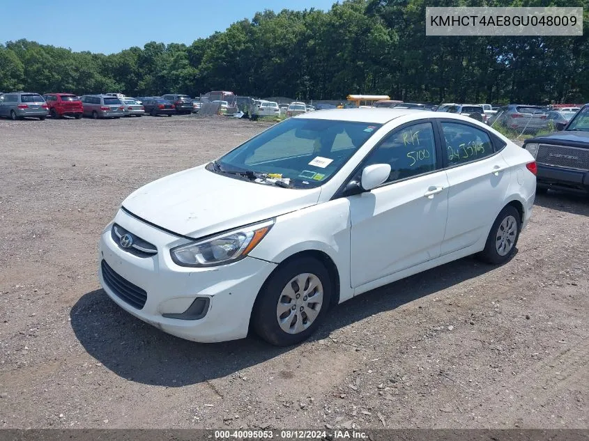 2016 Hyundai Accent Se VIN: KMHCT4AE8GU048009 Lot: 40095053