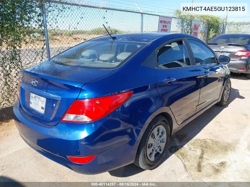 2016 Hyundai Accent Se VIN: KMHCT4AE5GU123815 Lot: 40114257