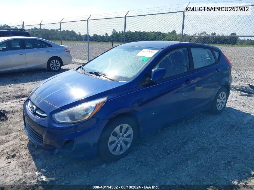 2016 Hyundai Accent Se VIN: KMHCT5AE9GU262982 Lot: 40114502