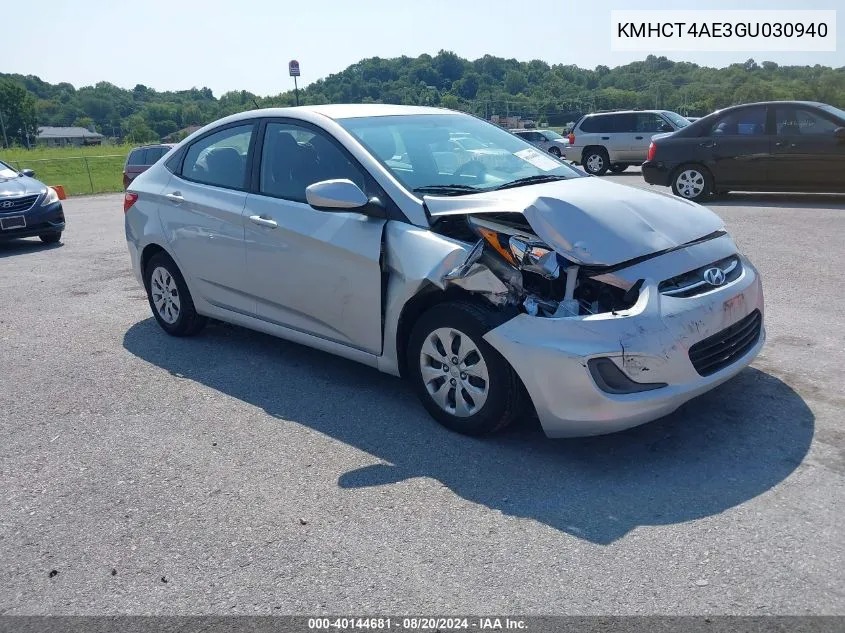 2016 Hyundai Accent Se VIN: KMHCT4AE3GU030940 Lot: 40144681