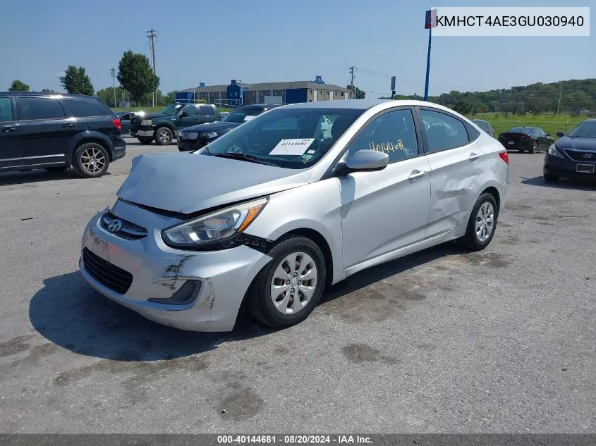 2016 Hyundai Accent Se VIN: KMHCT4AE3GU030940 Lot: 40144681