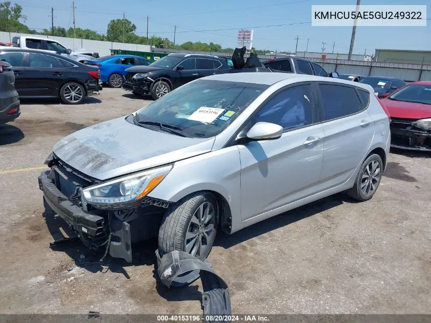 2016 Hyundai Accent Sport VIN: KMHCU5AE5GU249322 Lot: 40153196