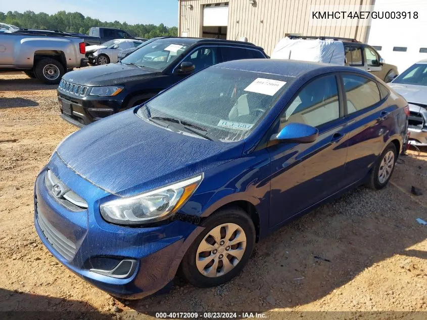 2016 Hyundai Accent Se VIN: KMHCT4AE7GU003918 Lot: 40172009