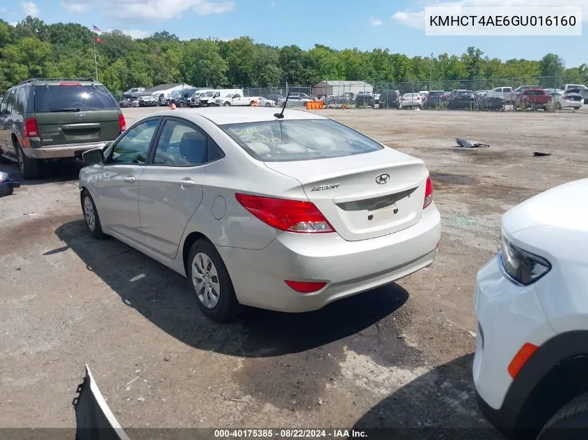 2016 Hyundai Accent Se VIN: KMHCT4AE6GU016160 Lot: 40175385